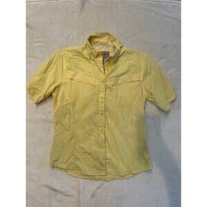BIMINI BAY Button Down Fishing Shirt Yellow Women's M Short Sleeve Nylon Outdoor